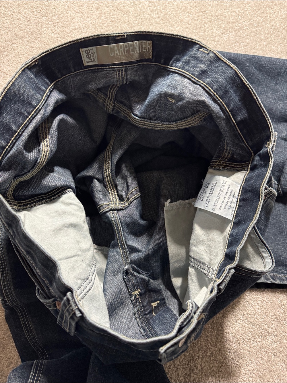 Lee Men's Relaxed Dark Blue Carpenter Jeans Size 34 x 34 Workwear - Picture 13 of 16